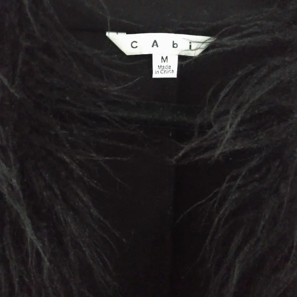 cabi black faux fur sweater vest - Picture 3 of 4